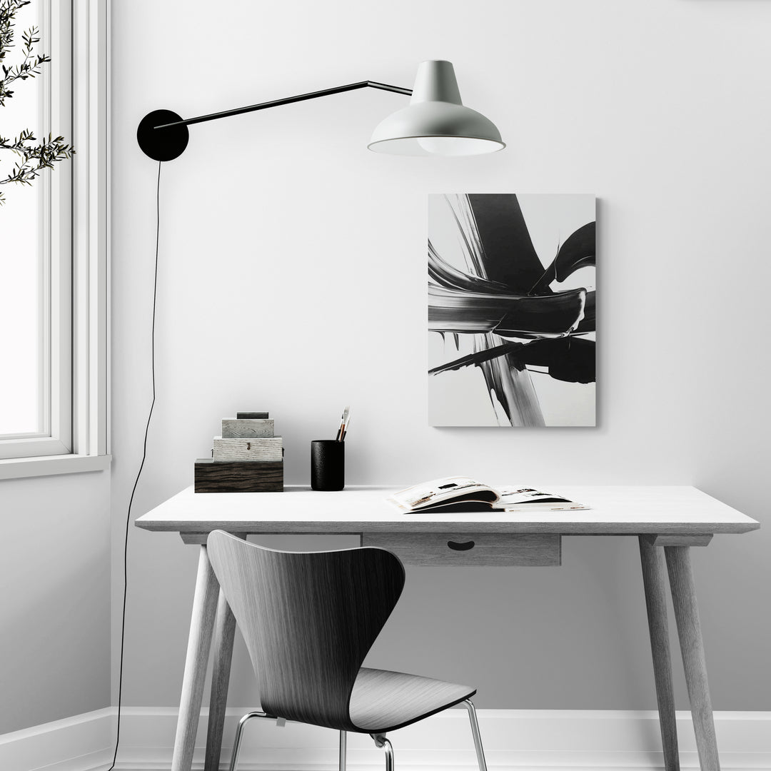 "Noir Elegance" - Black & White Abstract Canvas Wall Art