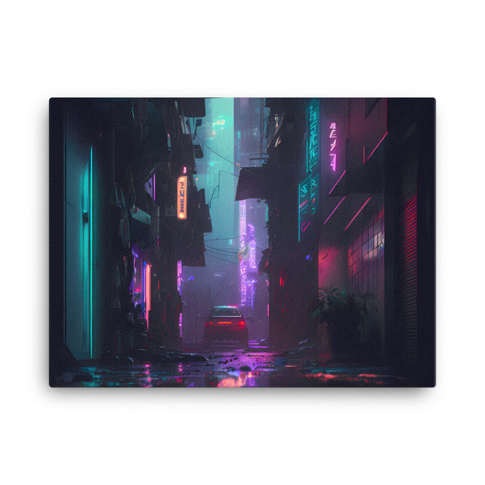 "Neon Alley" - Cyberpunk Canvas Wall Art