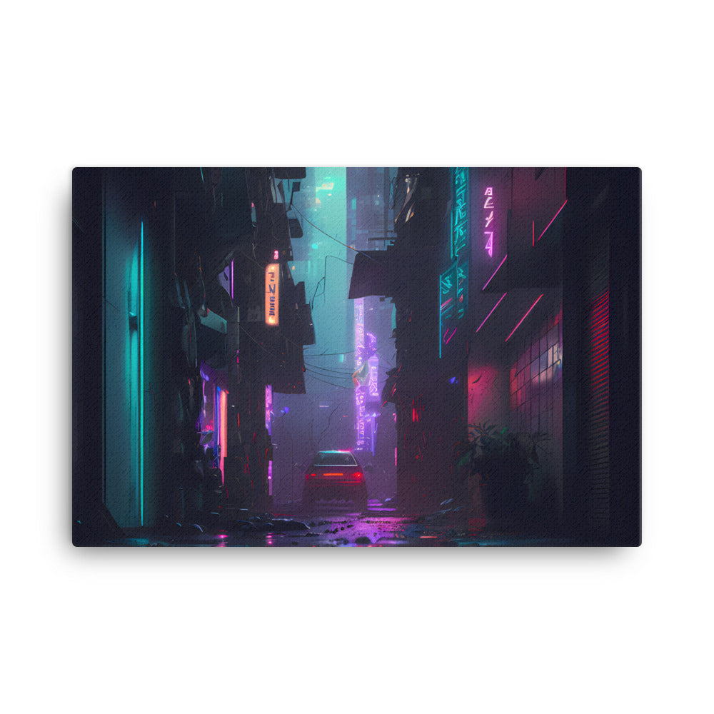 "Neon Alley" - Cyberpunk Canvas Wall Art