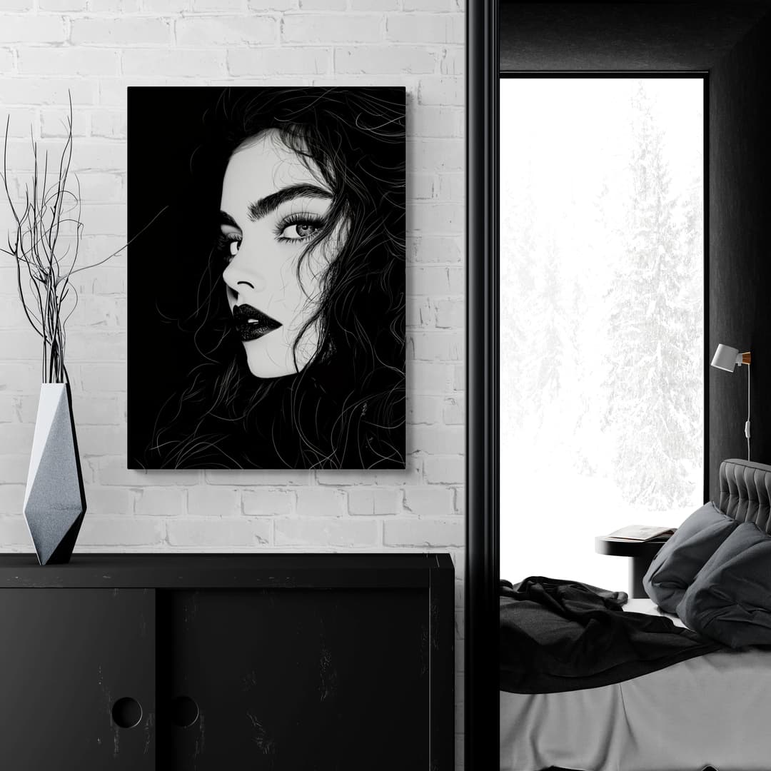 "Noir Elegance" - Portrait Canvas Wall Art