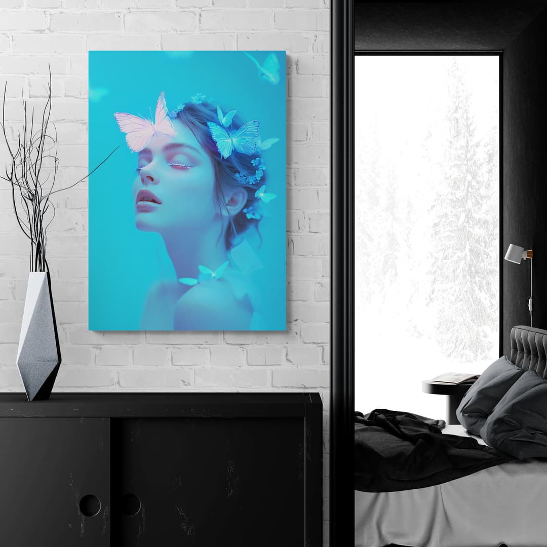 "Chasing Neon Butterflies" - Portrait Canvas Wall Art