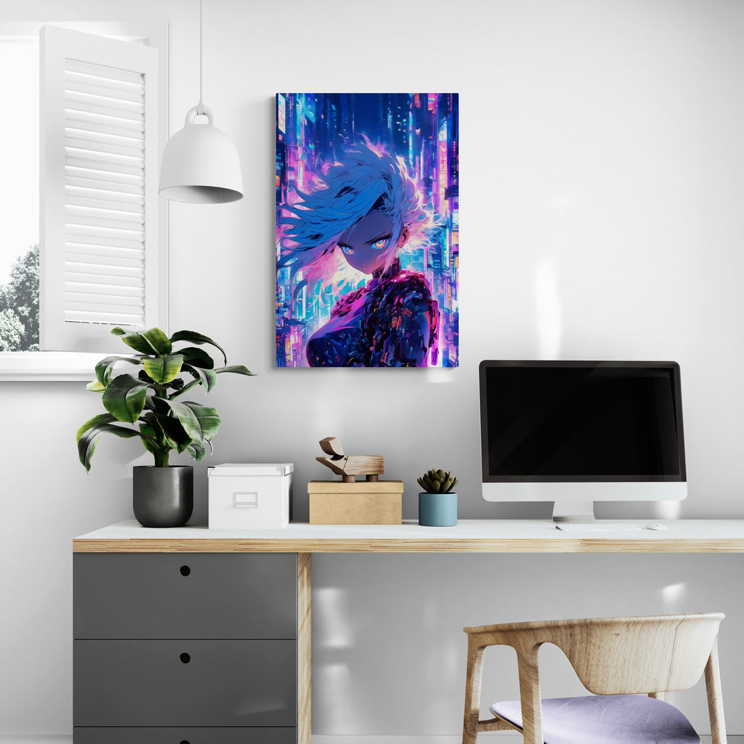 "Cyberpunk Visionary" - Anime Canvas Wall Art