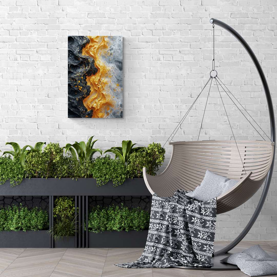 "Golden Fusion" - Abstract Fluid Canvas Wall Art