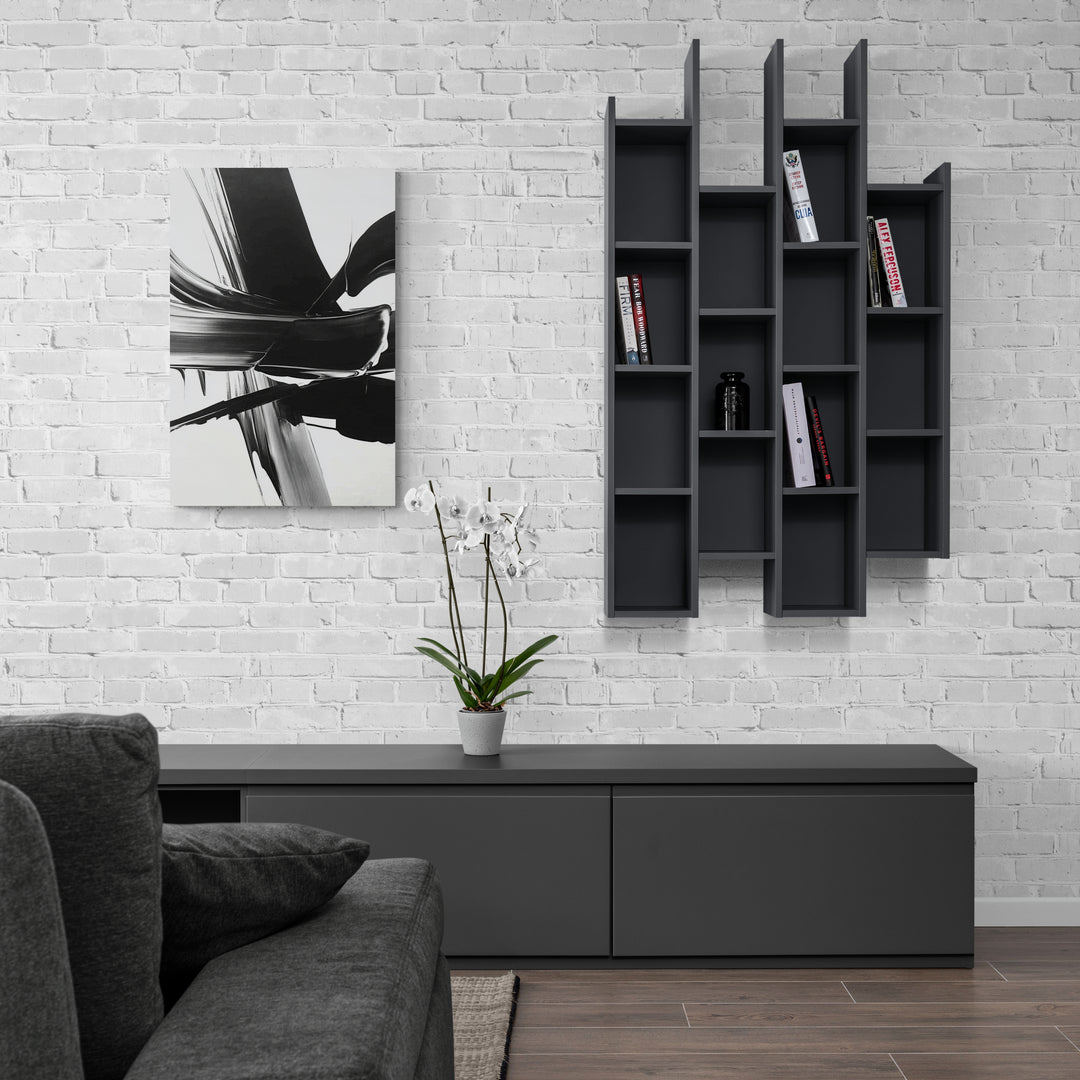 "Noir Elegance" - Black & White Abstract Canvas Wall Art