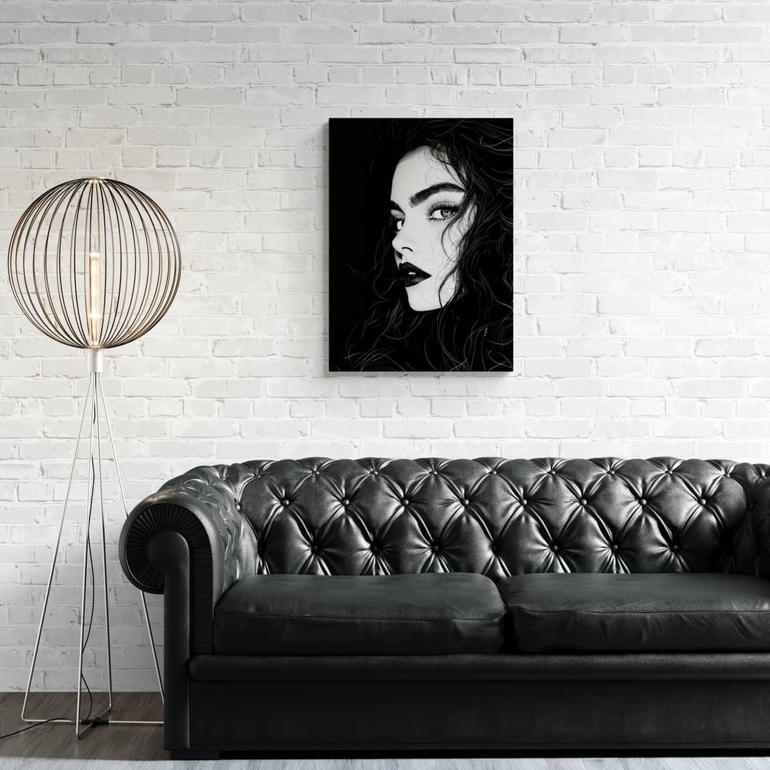 "Noir Elegance" - Portrait Canvas Wall Art