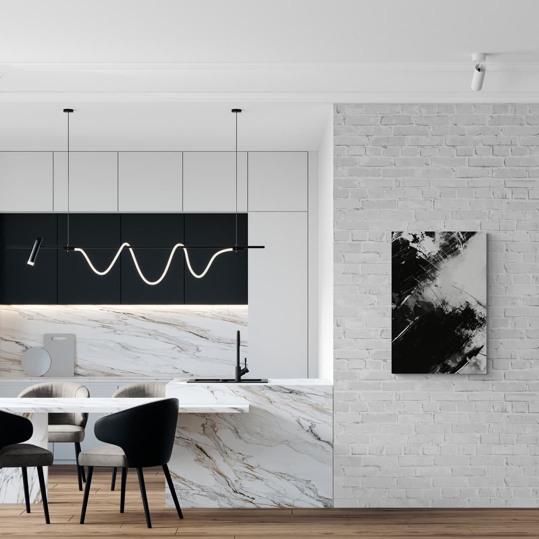 "Monochrome Symphony" - Abstract Canvas Wall Art