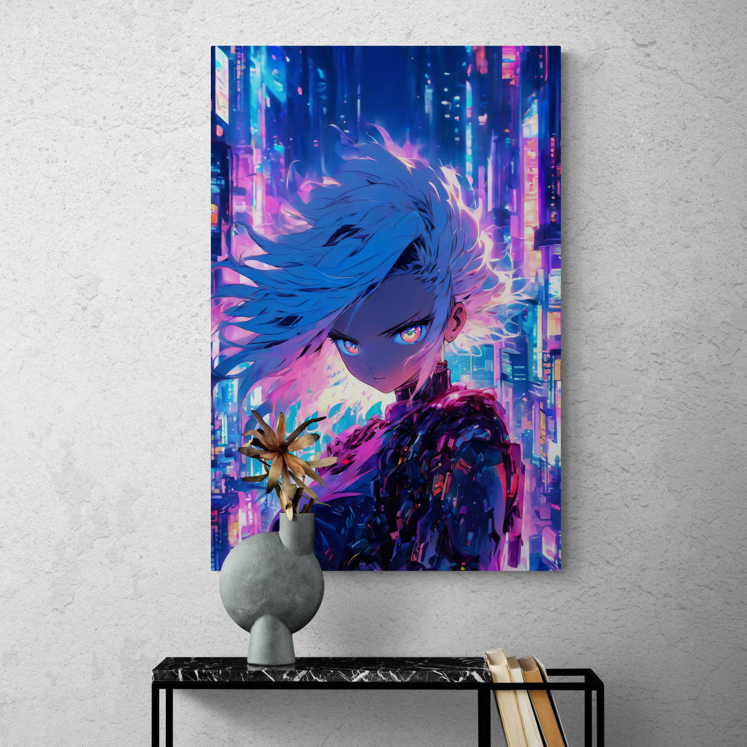 "Cyberpunk Visionary" - Anime Canvas Wall Art