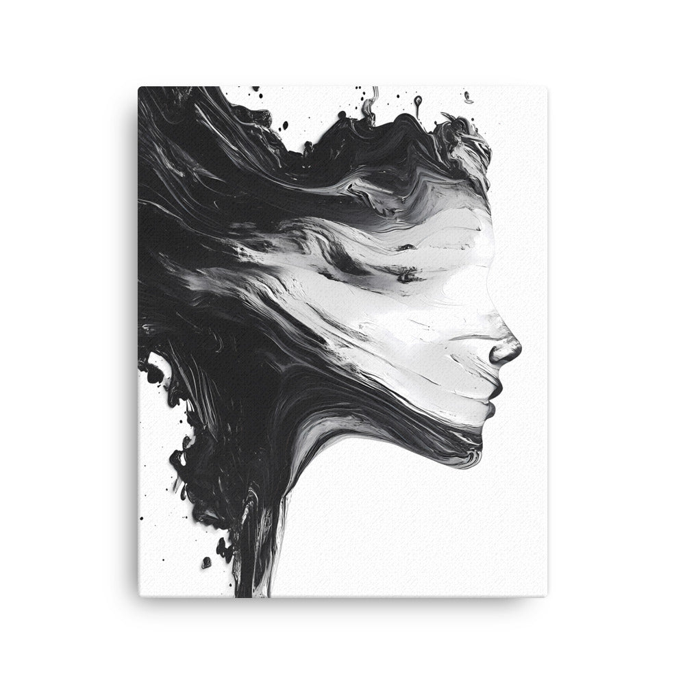 "Whispers of the Void" - Abstract Black & White Canvas Wall Art