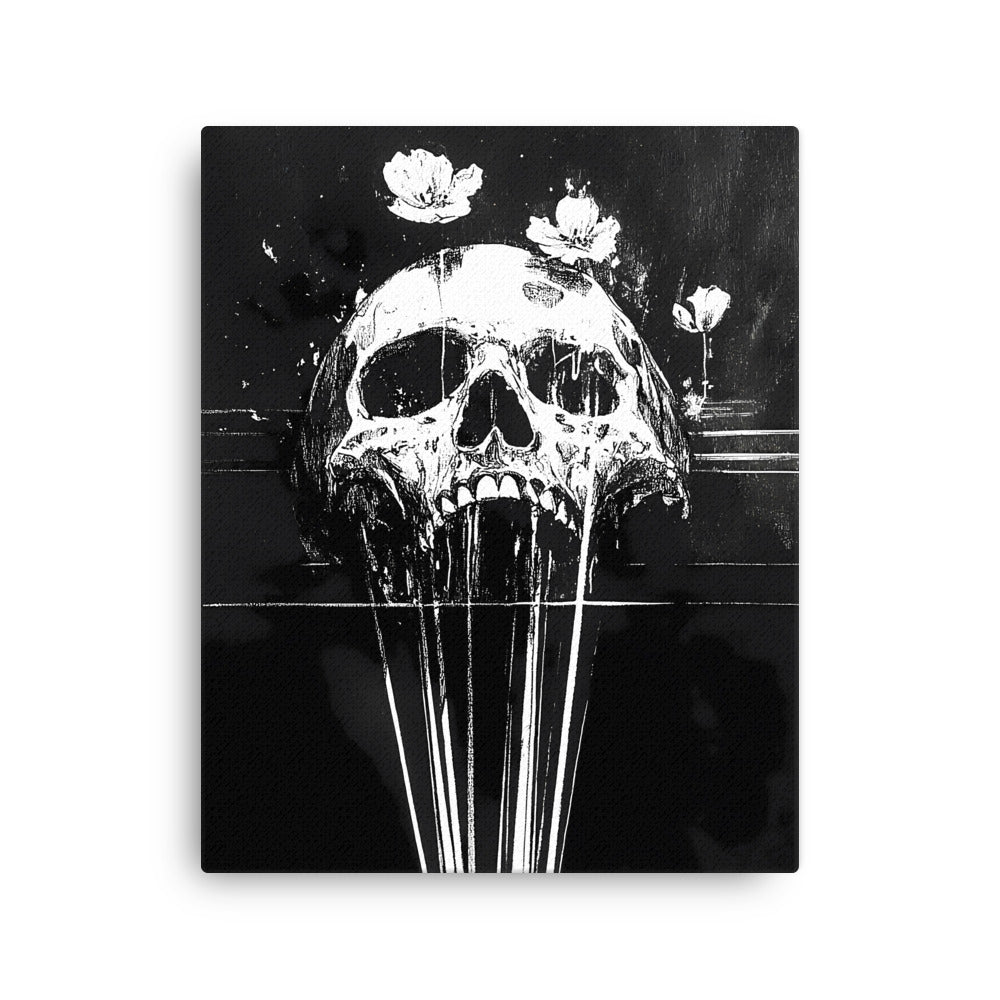 "Bloom of the Abyss" - Black & White Canvas Wall Art