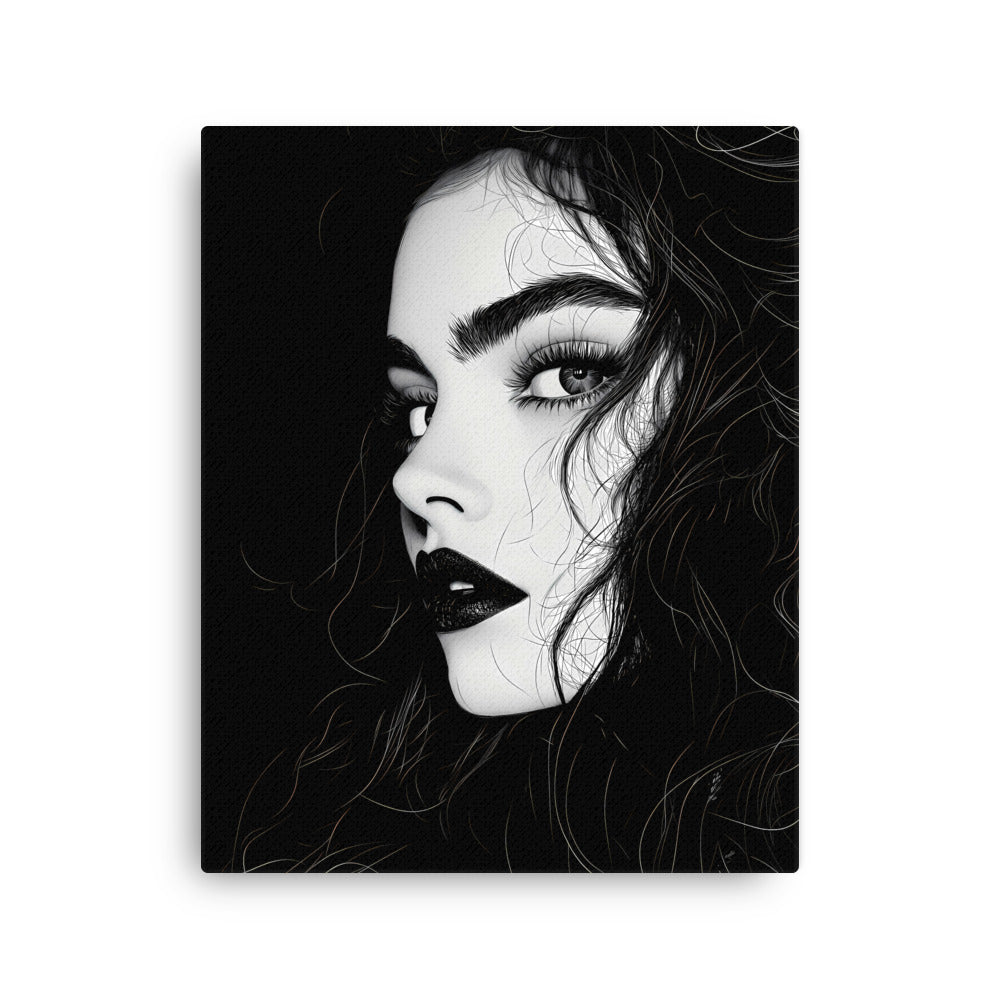 "Noir Elegance" - Portrait Canvas Wall Art