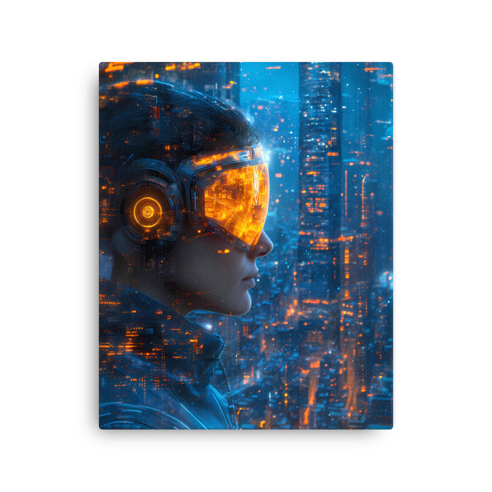 "Echoes of Tomorrow" - Cyberpunk Canvas Wall Art