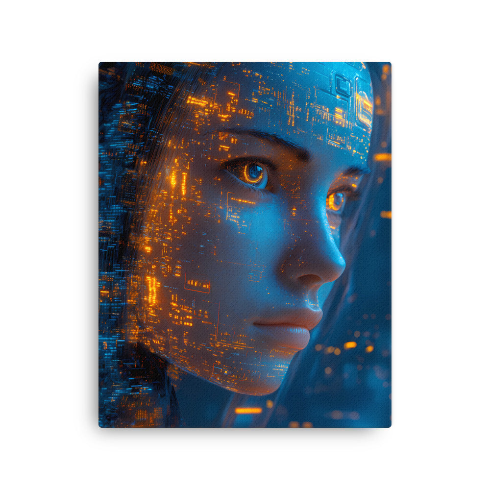 "Digital Dreams" - Cyberpunk Canvas Wall Art