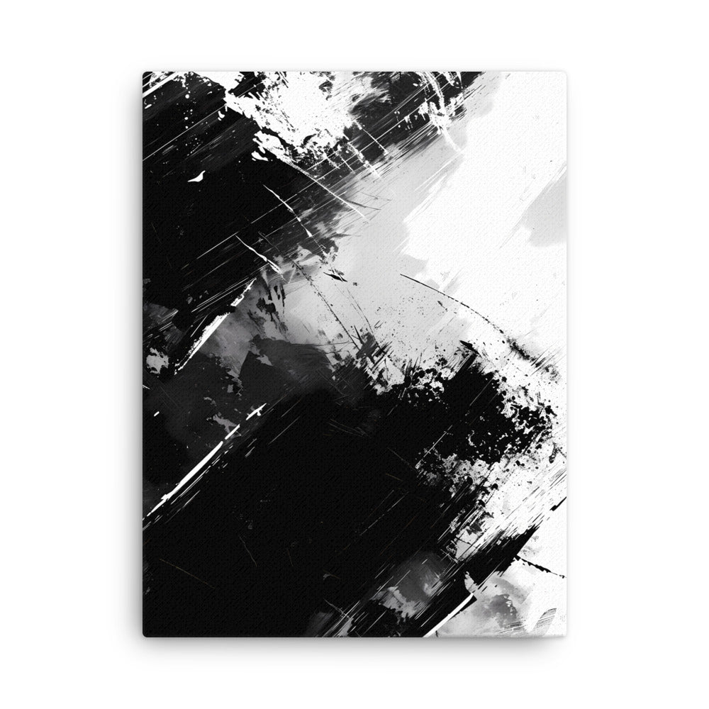 "Monochrome Symphony" - Abstract Canvas Wall Art