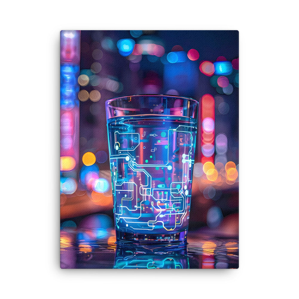 "Liquid Circuits" - Cyberpunk Canvas Wall Art