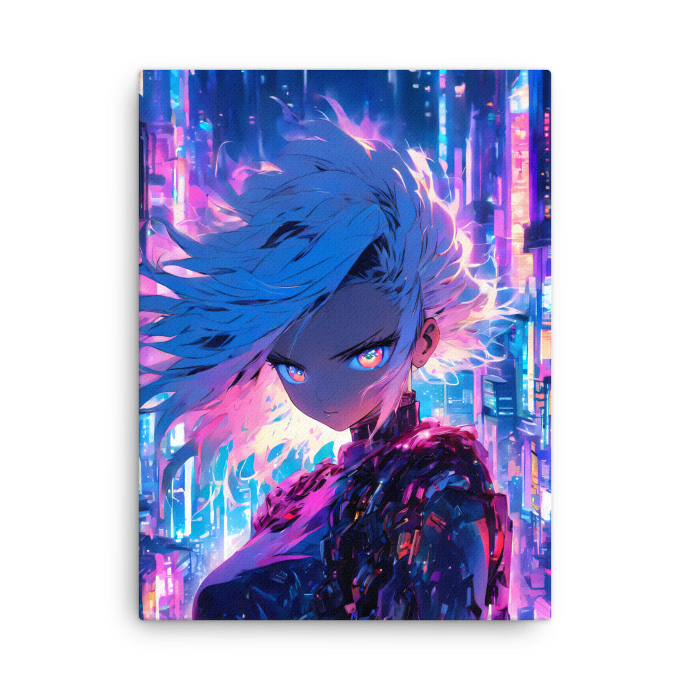 "Cyberpunk Visionary" - Anime Canvas Wall Art