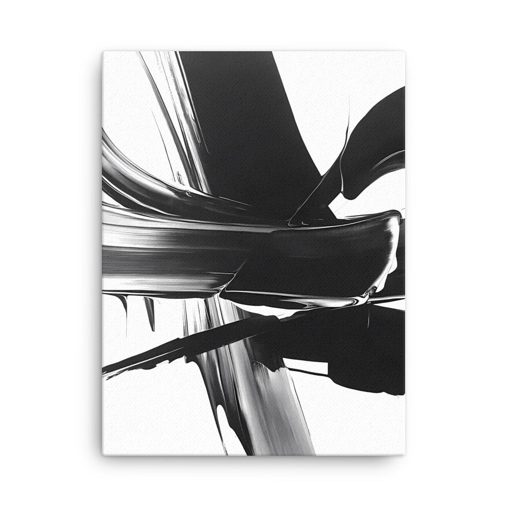 "Noir Elegance" - Black & White Abstract Canvas Wall Art