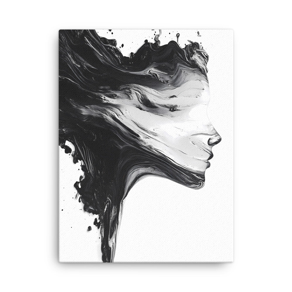 "Whispers of the Void" - Abstract Black & White Canvas Wall Art