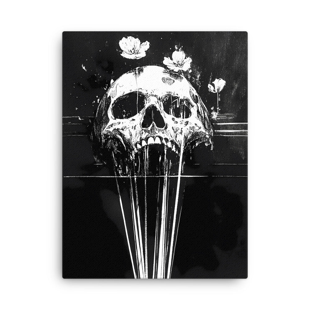 "Bloom of the Abyss" - Black & White Canvas Wall Art