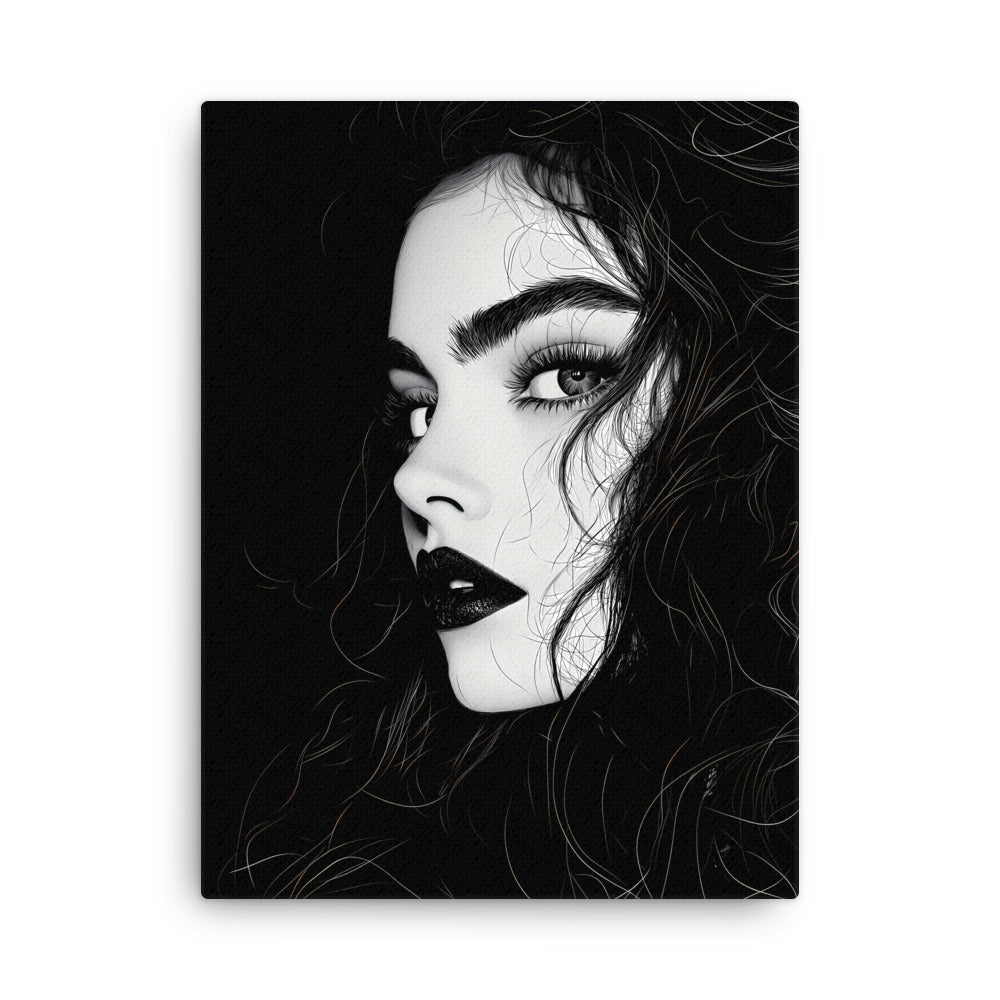 "Noir Elegance" - Portrait Canvas Wall Art