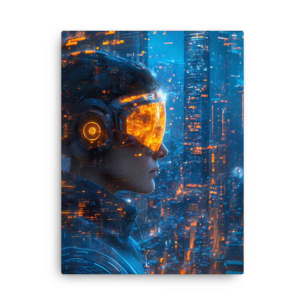 "Echoes of Tomorrow" - Cyberpunk Canvas Wall Art