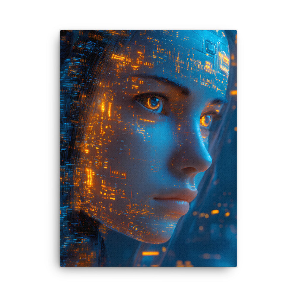 "Digital Dreams" - Cyberpunk Canvas Wall Art