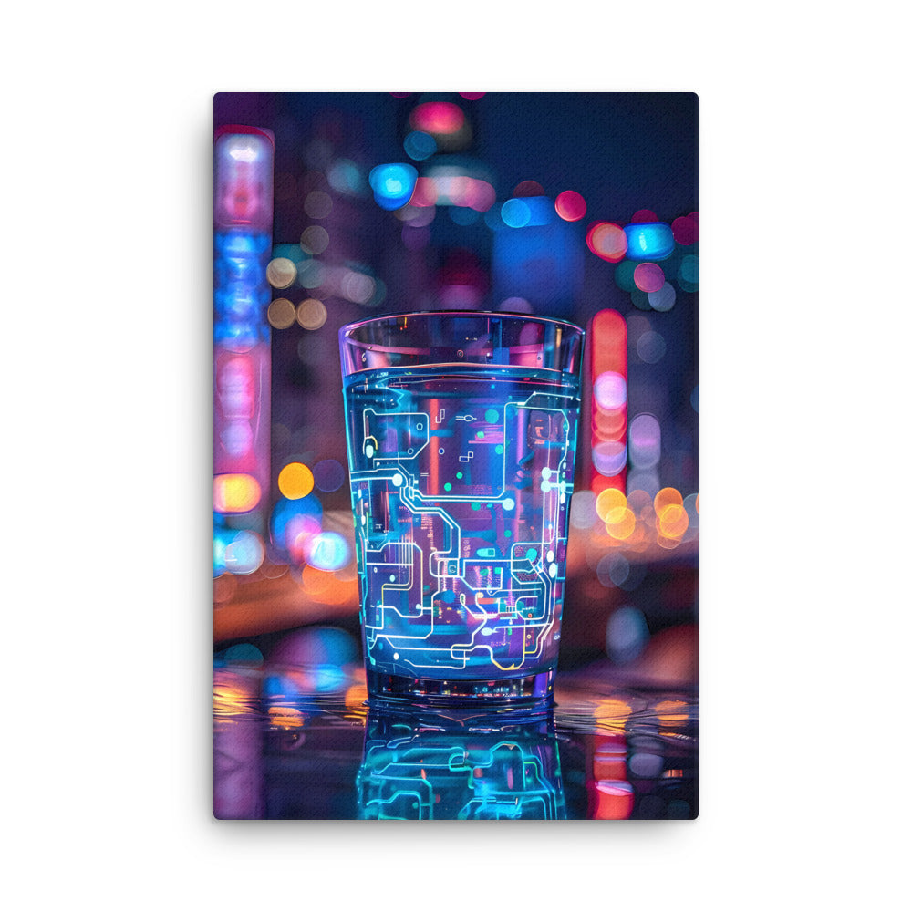 "Liquid Circuits" - Cyberpunk Canvas Wall Art