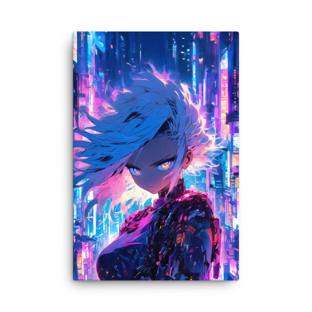 "Cyberpunk Visionary" - Anime Canvas Wall Art