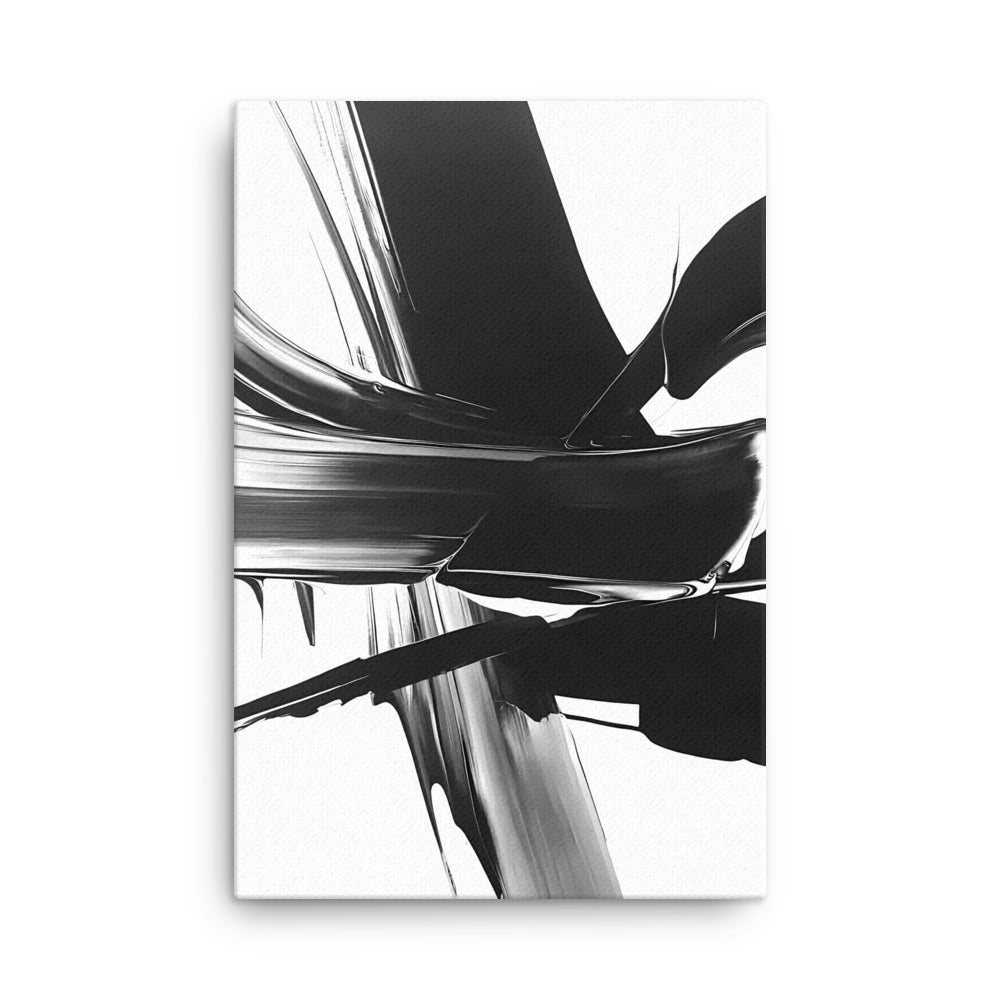 "Noir Elegance" - Black & White Abstract Canvas Wall Art