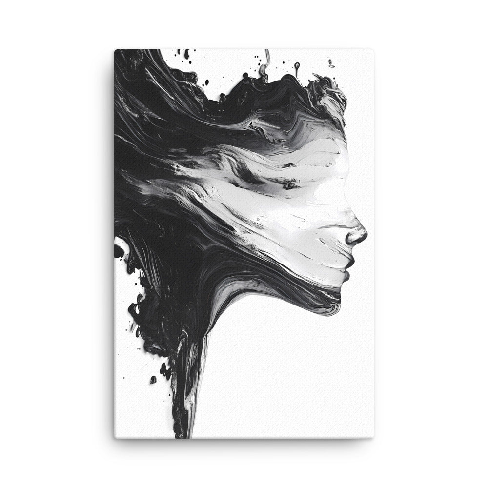 "Whispers of the Void" - Abstract Black & White Canvas Wall Art