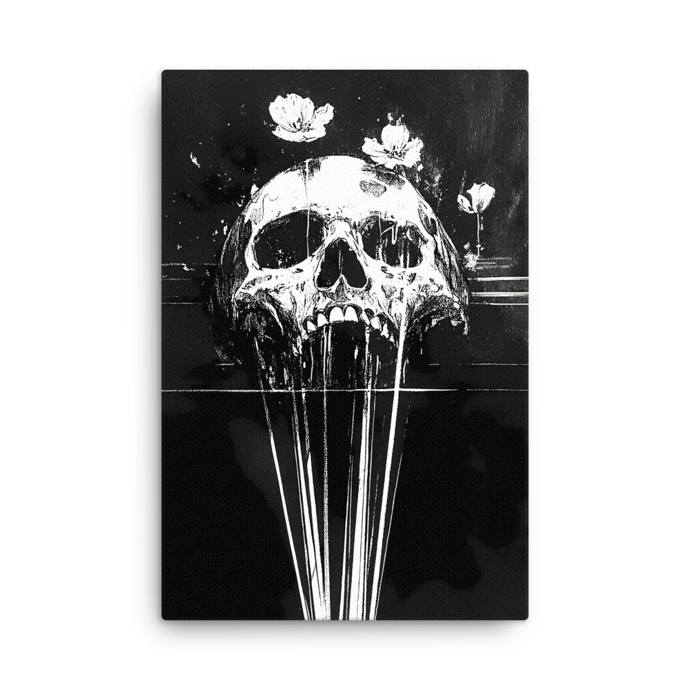 "Bloom of the Abyss" - Black & White Canvas Wall Art