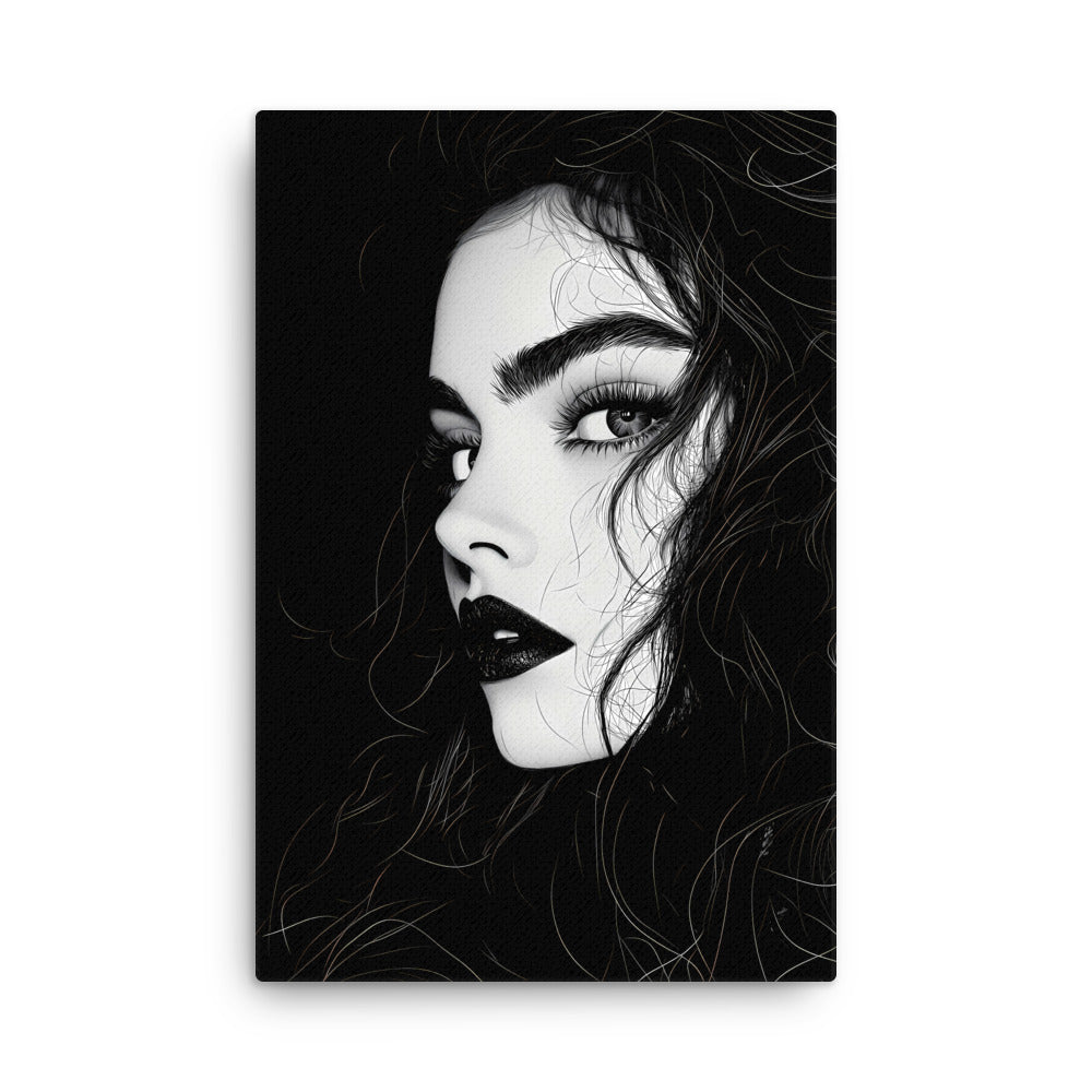 "Noir Elegance" - Portrait Canvas Wall Art