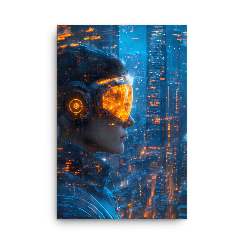 "Echoes of Tomorrow" - Cyberpunk Canvas Wall Art