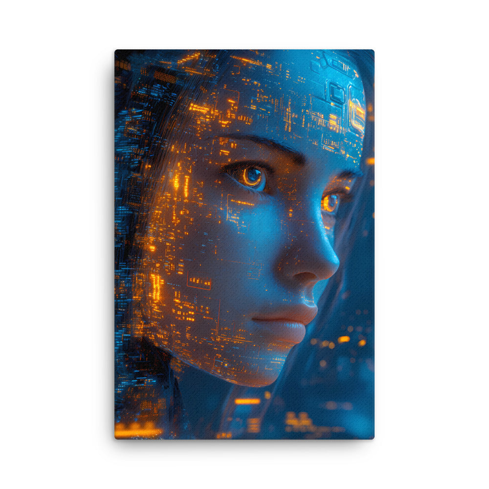 "Digital Dreams" - Cyberpunk Canvas Wall Art