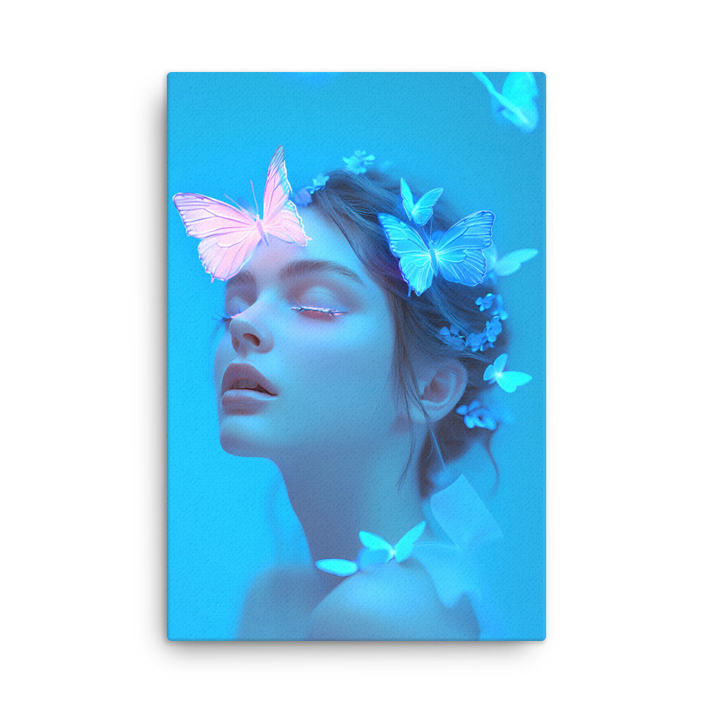 "Chasing Neon Butterflies" - Portrait Canvas Wall Art